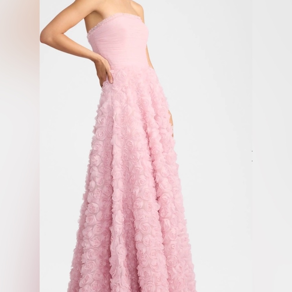 Zac Posen Strapless Pink Rosette Dress